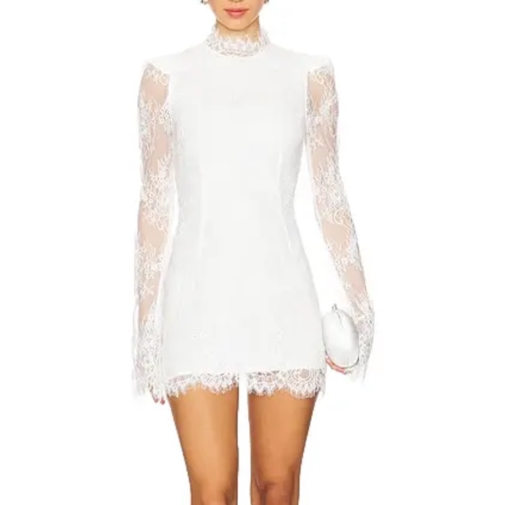 REVOLVE White Lace Long Sleeve Dress